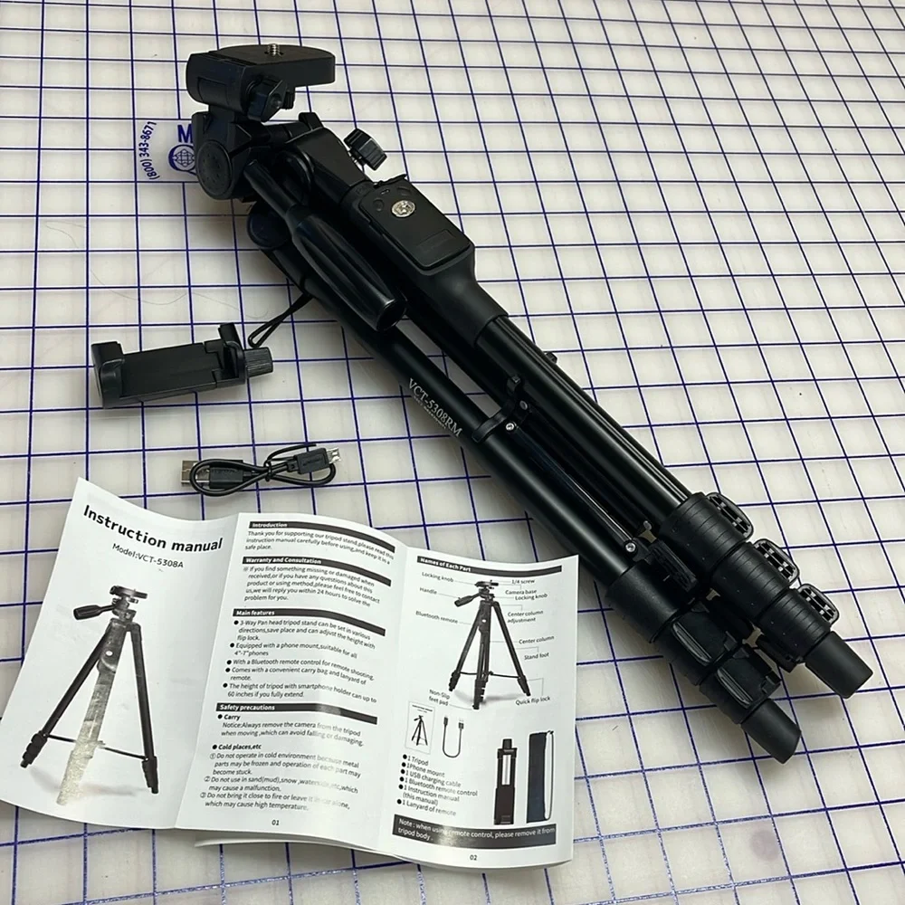 Camera Phone Tripod Stand, Max Length with Mount 60” VCT-5308RM yunteng new